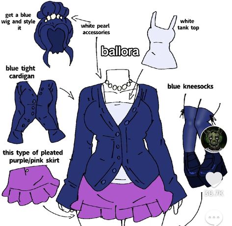 Ballora Inspired Outfits, Fnaf Ballora Cosplay, Ballora Costume, Fnaf Security Guard Outfit, Fnaf Themed Outfits, Ballora Cosplay, Fnaf Cosplay Ideas, Fnaf Inspired Outfits, Fnaf Outfit Ideas