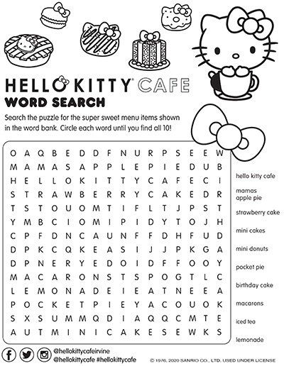 What To Print When Bored, Word Search Sanrio, Kawaii Activity Sheets, Sanrio Worksheet, Hello Kitty Worksheets, Sanrio Activity Sheet, Hello Kitty Things To Print, Hello Kitty Activity Sheets, Hello Kitty Activities