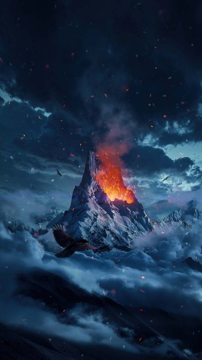 Fantasy Volcano, End Of The World Art, Forest Iphone Wallpaper, Ice Volcano, Playlist Icons, Iphone Wallpapers Hd, Iphone Wallpaper Hd, Wallpapers Ipad, Ipad Wallpapers