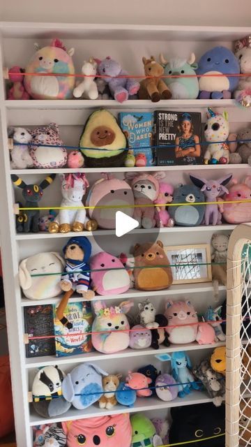 Ellen Fure Smith: Little Bare Furniture on Instagram: "#diy stuffed animal storage is a major win in this kiddo's room. These "Stuffy Stands" are the perfect solution to display and store stuffed animals and more on the wall and off the floor. Stay tuned for the other half of this make over, the plywood hockey net and shooting area♥️🏒♥️" Stuffy Wall Storage, Stuffie Display Ideas, Stuffies Storage, Diy Stuffed Animal Storage, Stuffed Animal Storage Diy, Store Stuffed Animals, Stuffed Animal Display, Stuffed Animal Displays, Diy Stuffed Animal