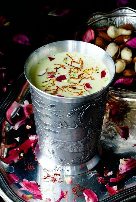 Sharbat Recipe Indian, Thandai Photography, Festival Meals, Indian Lassi, Sharbat Recipe, Thandai Recipes, Indian Food Photography, Indian Drinks, Burfi Recipe