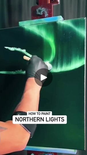 How To Paint Aurora Borealis, Paint Aurora Borealis, Lights Painting, Texture Painting Techniques, Painting 101, Bob Ross Paintings, Tiktok Fyp, The Northern Lights, Bob Ross