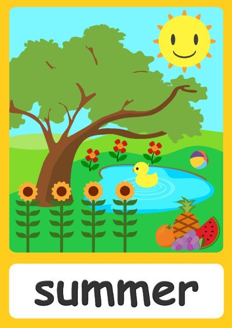 Season flashcards - Teach seasons - FREE Flashcards  Posters! How To Teach Seasons To Preschool, Season Charts For Kids, Season Kindergarten, 4 Seasons Worksheets For Kids, Seasons Flashcards Free Printable, Summer Season Images, Seasons In English, Summer Worksheets For Kids, Four Seasons For Kindergarten