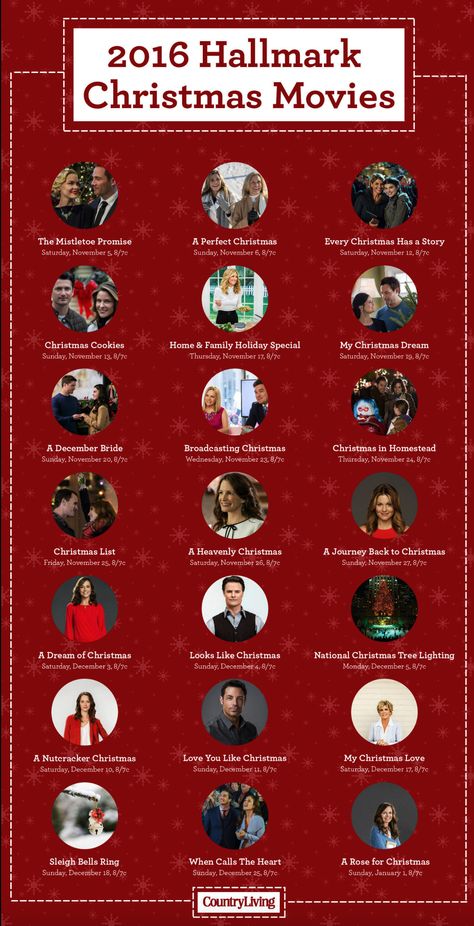 To all my fellow Hallmark Channel Countdown To Christmas addicts, here's a handy movie guide from Country Living Magazine... And yes, the movie I wrote ("A Heavenly Christmas") is listed -- Saturday, 11/26 at 8pm! :-) #joytotheworld #movie #christmasmovie #aheavenlychristmas #heavenlychristmas #hallmark #hallmarkchannel Hallmark Channel Christmas Movies, Christmas Charts, Christmas Sunday, Christmas Movies List, November Christmas, Movie Schedule, Xmas Movies, Movies List, Hallmark Christmas Movies