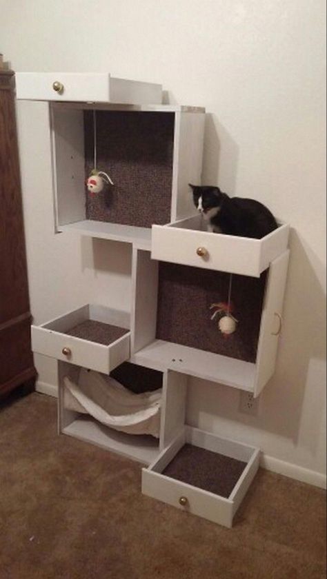 Recycled Furniture Design, Upcycled Furniture Before And After, Katt Grejer, Kat Diy, Chat Diy, Cardboard Cat House, Diy Cat Tree, Cat House Diy, Upcycled Furniture Diy