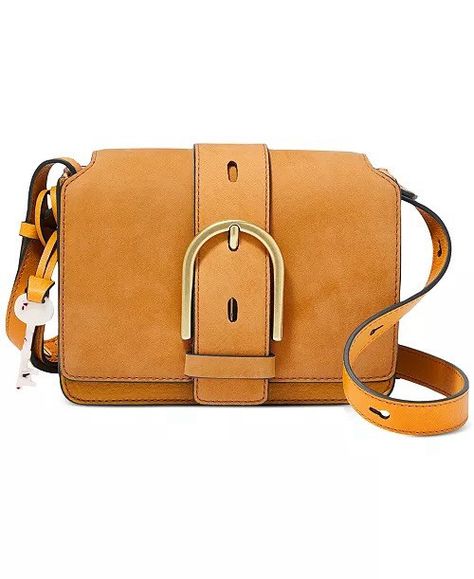 Fossil Wiley Tan Suede Leather Saddle Mini Bag Crossbody