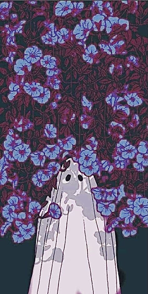 Dark Aestethic Wallpaper, Alt Phone Backgrounds, Horrorcore Wallpaper, Purple Spooky Aesthetic Wallpaper, Flower Ghost Wallpaper, Ghost And Flowers Wallpaper, Purple Ghost Aesthetic, Ghost With Flowers Wallpaper, Lavender Spooky Wallpaper