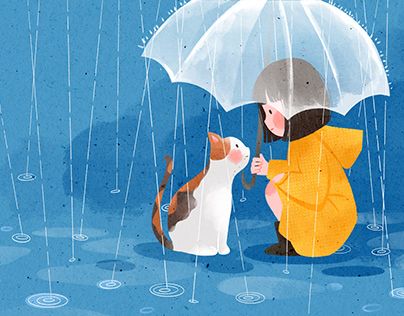 Check out new work on my @Behance profile: "Rainy day" http://be.net/gallery/87591445/Rainy-day Rainy Day Drawing, Rain Illustration, Umbrella Illustration, Girl With Dog, Its Raining, Illustration Mignonne, Rain Art, Seni 2d, Raining Outside