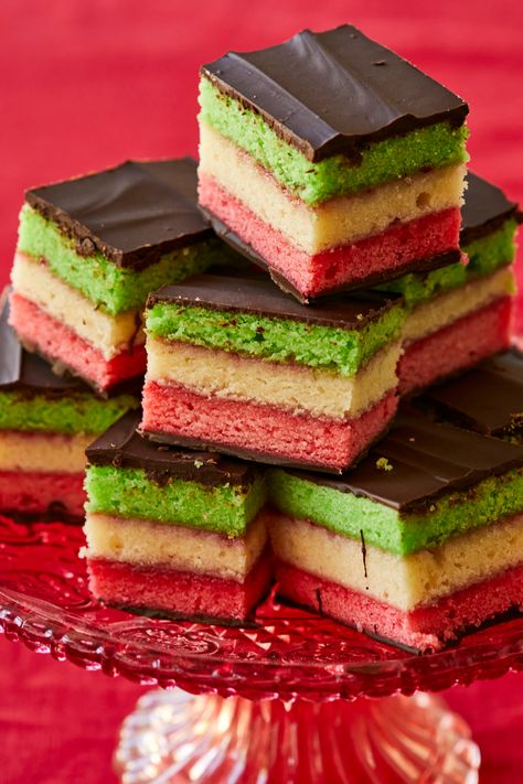 Rainbow Cookies Recipe Seven Layer Cookies, Italian Christmas Bread, Rainbow Cookies Recipe, Italian Rainbow Cookies, Danish Butter Cookies, Bigger Bolder Baking, Rainbow Cookies, Holiday Cookie Recipes, Almond Flavor