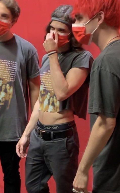 Guy In Crop Top, Otto Wood, Waterparks Band, Farmer Boy, Mens Crop Top, Water People, Awsten Knight, Half Shirts, Emo Guys