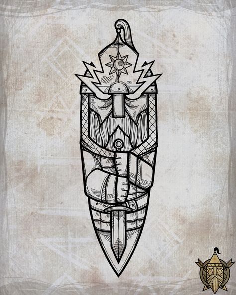 Dwarven Tattoo Design, Denmark Tattoo Ideas, Perun Slavic Tattoo, Slavic Tattoo Symbols, Dwarven Tattoo, Ygdrassil Tattoo, Viking Art Drawing, Viking Art Tattoo, Small Nordic Tattoo