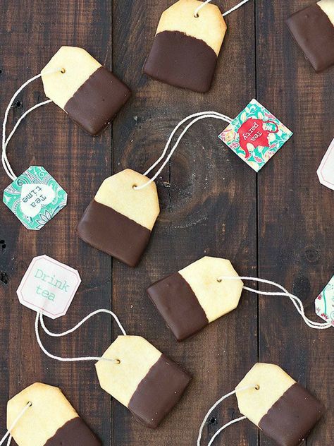 Tea Party Ideas | Fun365 Chocolate Dipped Shortbread, Tea Bag Cookies, بيتي فور, Shortbread Chocolate, High Tea Party, Tea Party Food, Tea Ideas, Clotted Cream, Tea Party Ideas