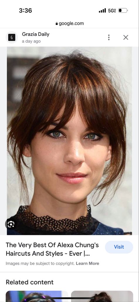 Alexa Chung Bangs, Alexa Chung Hair, Curtain Bangs, Alexa Chung, Long Bob, Bangs, Makeup Looks, Hair Color, Hair Cuts