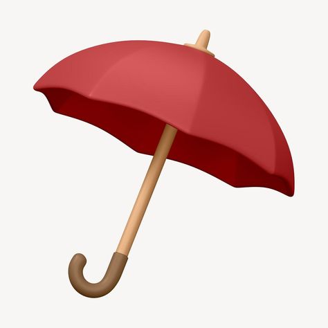 3d Umbrella, Umbrella Cartoon, Photo Elements, 3d Elements, Red Umbrella, 3d Icons, Polly Pocket, Dream Nails, Aesthetic Stickers