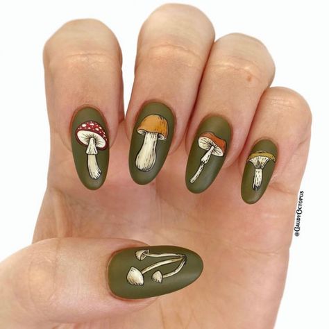 mushroom nails, 70s nail art designs, mushroom nail designs, mushroom nail art ideas, trippy mushroom nails, psychedelic mushroom nails, hippie nails, swirl nails, summer nail designs 2022, summer nails 2022, drippy nails, hippie nails 2022, psychedelic mushroom and swirl nail designs, trippy nails, hippie mushroom nails, psychedelic nail art Nail Designs Mushroom, Mushroom Nail Designs, Mushroom Nail Art, Mushroom Nails, Fun Summer Nails, Hippie Nails, Gothic Nails, Glamorous Nails, Painted Nail Art