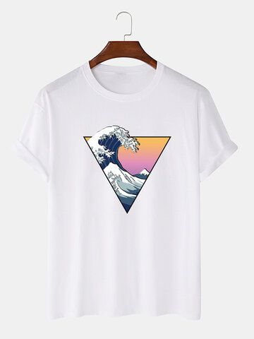 I found this amazing Mens 100% Cotton Graphic Ocean Wave Printed Casual Short Sleeve T-shirts with US$16.99,and 14 days return or refund guarantee protect to us. --Newchic T Shirt Print Ideas, Diy Tshirt, Printed Hoodies, Tshirt Design Inspiration, Tshirt Design Men, Shirt Design Inspiration, Shirts Ideas, Unique T Shirt, Wave Print