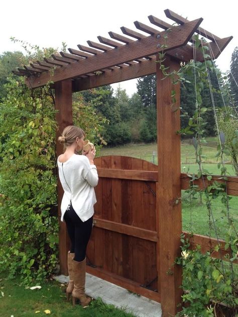 Arbor Gate, Backyard Gates, Garden Archway, Gate Garden, Arbors Trellis, Cedar Garden, Building A Pergola, Pergola Design, Pergola Garden