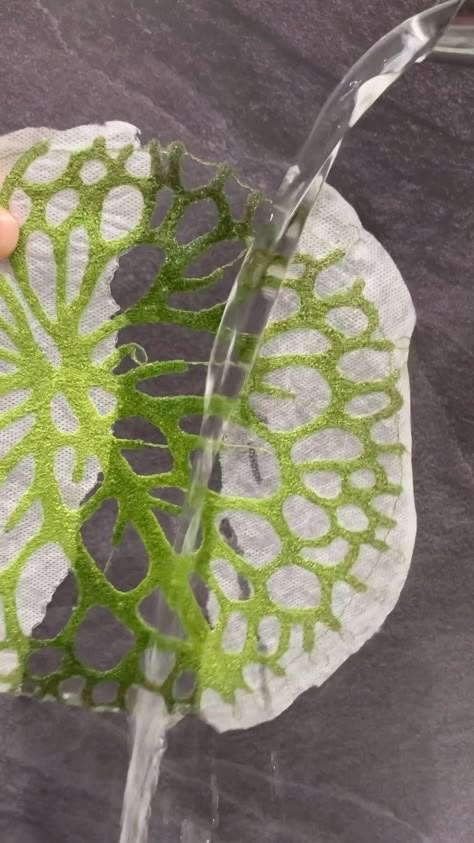 Water Soluble Fabric Ideas, Water Soluble Stabilizer Embroidery, Lily Pad Embroidery, Water Soluble Fabric Embroidery, Aged Textiles, Water Textiles, Embroidery Sculpture, Water Embroidery, Meredith Woolnough