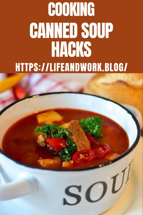 Canned Soup Hacks Canned Soup Upgrade, Canned Soup Recipes, Can Soup Recipe, Soup Sides, Classic Chili Recipe, Homemade Tomato Soup Recipe, Dried Chili Peppers, Instant Potatoes, Tomato Soup Homemade