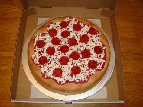 Pepperoni Pizza Cake, Vanilla Cake With Raspberry Filling, Vanilla Cake With Raspberry, Pizza Birthday Cake, Pan Cookies, Pizza Cake, Marshmallow Fondant, Cake Central, Raspberry Filling