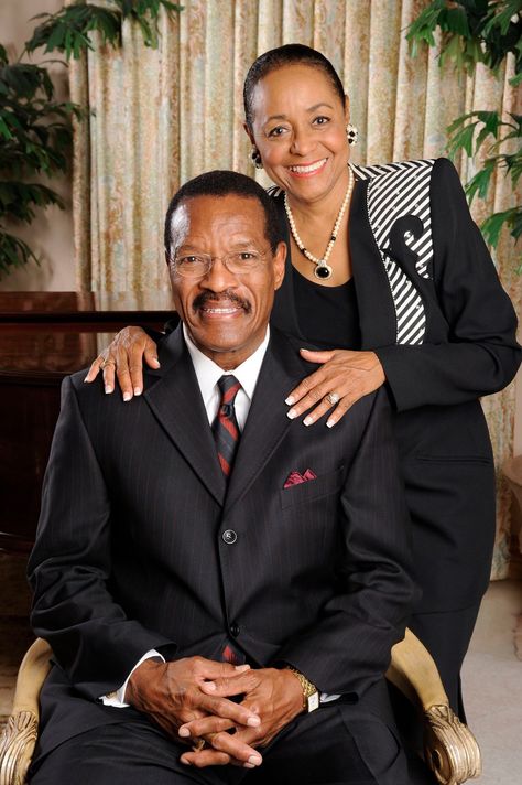 Presiding Bishop of the Churches of God in Christ Bishop Charles Edward Blake and his lovely wife Lady Mae Lawrence Blake. Pastor And Wife Photoshoot Ideas, Clergy Photoshoot, Pastor And First Lady Photos, Husband Wife Business Photoshoot, Pastor Poses Photo Ideas, Pastor And Wife Photoshoot, Pastor Photoshoot Ideas, Ministry Headshots, Old Black Couple