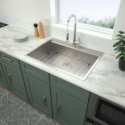 Drop in Kitchen Sink - Logmey 25x22 Drop in Sink Topmount Ledge Workstation 18 Gauge Stainless Steel Kitchen Sink Single Bowl Utility Sink Basin | GOLDEN DAYS Drop In Kitchen Sink - Logmey 25X22 Drop, Size 30.0 W x 22.0 D in | Wayfair Kitchen Sink Sizes, Top Mount Kitchen Sink, Drop In Kitchen Sink, Sink Sizes, Sink Grid, Drop In Sink, Sink Basin, Single Bowl Sink, Bowl Kitchen Sink