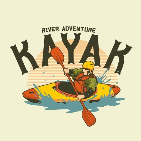 Kayak graphic illustration | Premium Vector #Freepik #vector #people #travel #water #summer Kayaking Drawing, Kayaking Illustration, Canoeing Illustration, Kayak Drawing, Kayak Illustration, Canoe Illustration, Adventure Graphic Design, Kayak Design, Kayak Art