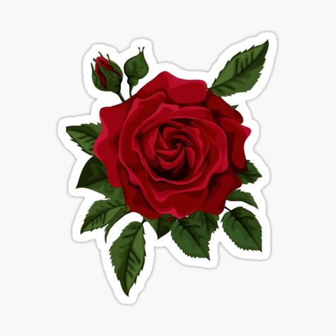 Red Rose Drawing, Stickers Simple, Rose Line Art, خواتم خطوبة, Rose Sticker, Dark Red Roses, How To Make Rose, Maori Tattoo Designs, Rose Illustration