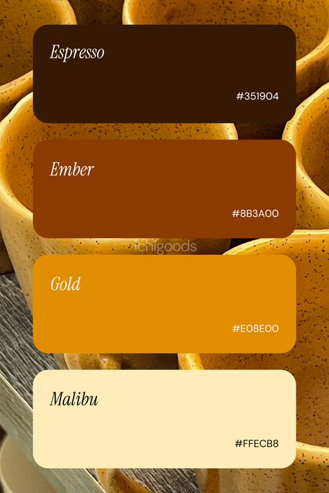 Minimalist color palette inspiration. Color palette. Brand Colors. Color palette for brand identity. Color Palette for Web Design. Brown color palette. Follow for more!#FreeFonts #FontLove #Typography #DesignInspiration  #CreativeFonts  #FreeDesignResources #FontAddict #FontFrenzy Autumn Pantone Palette, Desert Paint Palette, Yellow Orange Brown Color Palette, Chai Color Palette, Color Palette For Website Colour Schemes, Colors Of Love, Brown Brand Color Palette, South Indian Colour Palette, Butterscotch Color Palette