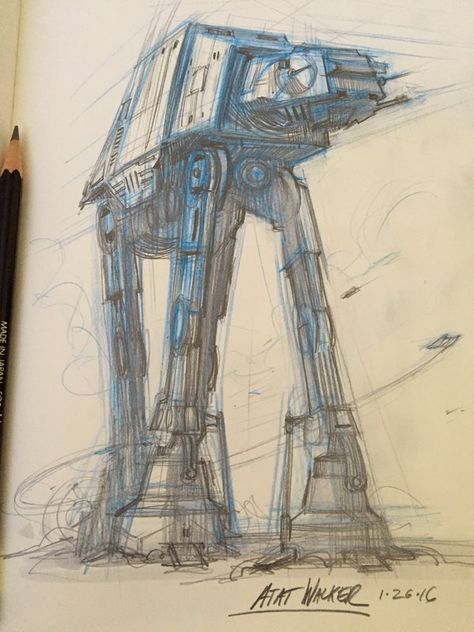 Cool Star Wars Drawing, Star Wars References, Star Wars Art Sketch, Atat Walker, At At Walker Drawing, Star Wars Drawings Sketch, At At Star Wars Drawing, Star Wars Dibujos, Star Wars Sketches