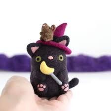 Witchy Hat, Witchy Cat, Magical Moon, Felted Cat, Needle Felted Cat, Felt Cat, Craft Tutorials, Needle Felted, Design Tutorials