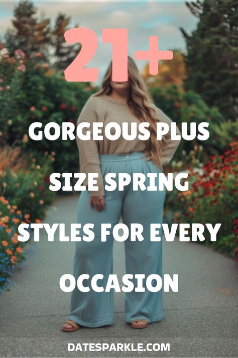 21+ gorgeous plus size spring styles for every occasion displayed by a woman in a garden setting. Outfit Ideas For Plus Size, Plus Size Spring Outfits, Spring Outfit Ideas For Women, Spring Outfits Aesthetic, Winter Layers, Flattering Outfits, Plus Size Spring, Spring Styles, Casual Spring Outfits