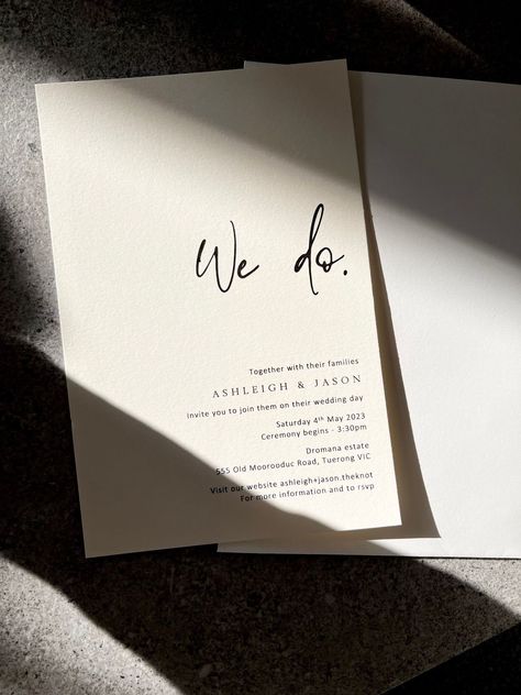 Wedding Invite Aesthetic, Minimalist Invitation Wedding, Wedding Invitation Aesthetic, Minimalist Wedding Invitation Elegant, Champagne Aesthetic, 90s Wedding, Wedding Announcement Cards, Surprise Wedding, Wedding Invitation Inspiration