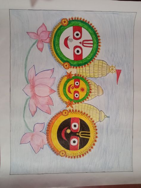 Jagannath Balabhadra and Subhadra art 🎨 Jagannath Drawing Easy For Kids, Jagannath Drawing Pencil Sketch, Jagannath Rangoli Design, Jagannath Drawing Easy, Jagannath Rangoli, Jagannath Painting Easy, Jagannath Drawing, Easy Scenery, Easy Scenery Drawing