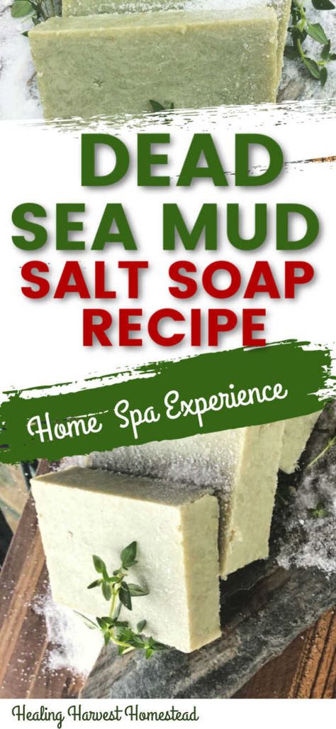 This handmade hot process soap recipe is INCREDIBLE! The sea salt, French green clay, & pumice make a bar of high lather, super skin conditioning homemade natural soap. This Dead Sea Mud & Salt soap recipe is a real winner! It’s easy, ready to use right away, and is a great gift for any occasion. You can make natural handmade spa soap at home. #DIY #ideas #withlye #essentialoils #howtomake #soaprecipe #sensitiveskin #natural #handmade #hotprocess #spa #salt #DeadSea #skincare Natural Soap Packaging, Natural Soap Colorants, Make A Bar, Natural Soaps Recipes, Soap Photography, Sea Salt Soap, Hot Process Soap, Salt Soap, Spa Soap