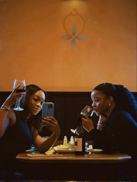 Wine Aesthetic Black Women, Classy Best Friends Aesthetic, Friends Aesthetic Black Women, Sisterly Love Aesthetic, Black Wine Aesthetic, Independent Black Woman Aesthetic, Black Socialite Aesthetic, Black Friendship Aesthetic, Black Sisters Aesthetic