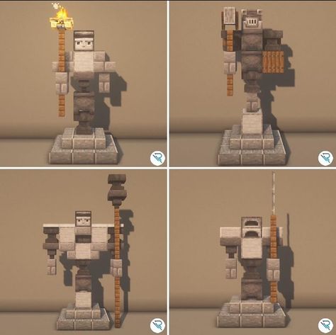 Rale | Design on Instagram: “Statue Designs 🗿 Inspired by an Old Post ▪️ Rate it 1-10 🚀 Made by @rale_design ▪️ If you like this post, save it or share it with your…” Minecraft Medieval Statue, Small Statue Minecraft, Statue Minecraft Ideas, Minecraft Small Statue, Minecraft Sculptures, Minecraft Statue Ideas, Minecraft Robot, Minecraft Piano, Statue Minecraft