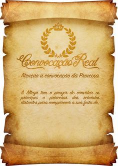 Convite Pergaminho Coroa de Princesa                              …                                                                                                                                                     Mais Medieval Party, Stationary Paper, Digital Kit, For Your Party, Baby Shower Parties, Holidays And Events, Textures Patterns, Wedding Designs, Invitation Template