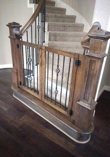 Baby Safety Gates, Extra Wide & Walk Through Baby Gates - Traditional - Staircase - Houston - by HSP Houston Stair Parts | Houzz Dog Room Under The Stairs, Custom Baby Gates, Room Under The Stairs, Stair Nook, Baby Gate For Stairs, Diy Baby Gate, Stair Balusters, Home Renovation Ideas, Stair Gate