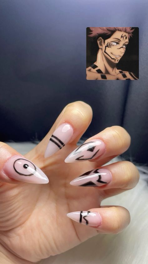 #BEAUTY, #RELATIONSHIPS #Fashion #Animals #Outfits #Winter Outfits #Animals Sukuna Themed Nails, Sukuna Nails Acrylic, Sukuna Nails Short, Simple Anime Nail Designs, Sakuna Jujutsu Nails, Cute Anime Nail Designs, Sakura Nails Jjk, Jjk Themed Nails, Sukuna Inspired Nails