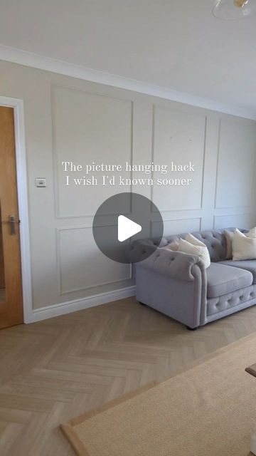 @at_home_with_betty on Instagram: "The picture hanging hack you need to know about!  The first time we hung these frames (pre-panelling) it took approximately 500 times longer because I hadn't yet seen this hack...  Safe to say this is an absolute game changer!!  • Wall colour - Egyptian Cotton by Dulux • Frames - The Range • William Morris prints - Amazon • Sofa - DFS • Panelling - Skirting World  P.s. When did Blu-Tack stop being blue?!  . . . . #homehacks #panelling #pictureframe #wainscoting #pictureframemoulding #williammorris #williammorrisprint #girlswhodiy #therange #dfs #duluxegyptiancotton #skirtingworld #picturehanging #howtohangapicture #diyhowto" Picture Rail And Panelling, Traditional Wall Paneling Ideas, Wainscoting With Picture Frames, Half Height Panelling, How To Arrange Pictures On Wall, Picture Frame Paneling, Living Room Panelling Ideas, Dulux Egyptian Cotton, Amazon Sofa