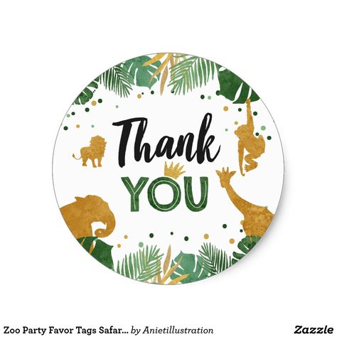 Zoo Party Favor Tags Safari Jungle Wild Thank you Party Sticker | #stickers #partysupplies Kids Animal Party, Safari Party Decorations, Animal Party Theme, Bottle Opener Favors, Homemade Wedding Favors, Safari Kids, Wedding Favors And Gifts, Thank You Party, Zoo Party