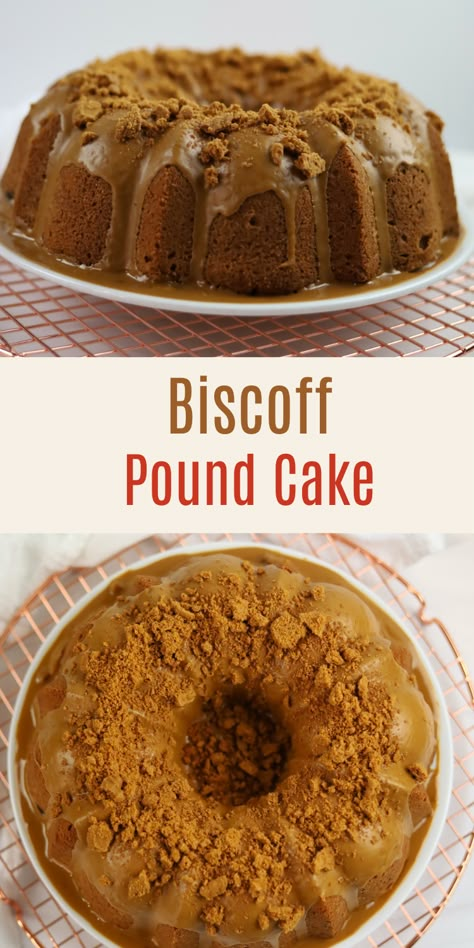 Elevate your baking game with this decadent Cookie Butter Pound Cake. With its rich, buttery flavor and moist texture, it's the perfect cake for impressing your guests or satisfying your sweet tooth! Oatmeal Pound Cake, Blondie Oreo Buttermilk Pound Cake, Cookie Butter Bundt Cake, Biscoff Pound Cake Recipe, Nutter Butter Pound Cake, Cookie Butter Crunch Cake, Biscoff Cookie Butter Pound Cake, Cookie Butter Pound Cake, Biscoff Bundt Cake