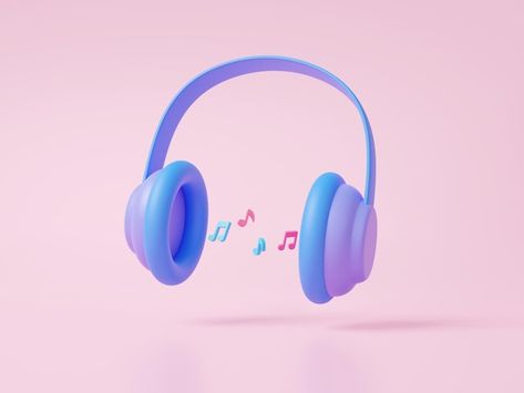 Photo 3d headphone icon with notes music... | Premium Photo #Freepik #photo #ear-phone #wireless-headphones #headset #headphones-headset Headphones Icon, 3d Music, Note Icon, Listen To Music, Headphones Illustration, Music 3d Icon, 3d Headphones, Music 3d Illustration, Headphones Design Concept