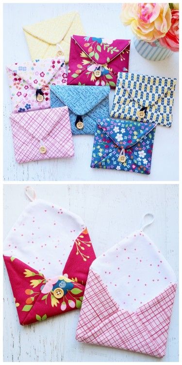 Sew Envelope Pouch, How To Sew An Envelope, Fabric Envelopes Tutorial Free Pattern, No Sew Projects With Fabric, Fabric Pouches Diy Free Pattern, Fabric Envelope Pattern Free, Diy Small Bags To Sew, Sewing Small Gifts, Project Bags To Sew Free Pattern