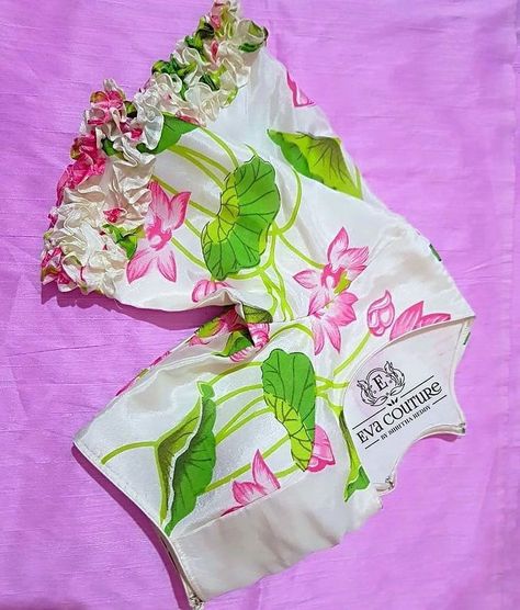 Painting Blouses Patterns, Floral Embroidery Blouse, Floral Blouse Designs, Blouse Inspiration, Onam Outfits, Pattern Blouses, Blouses Designs, Blouse Indian, Floral Print Sarees