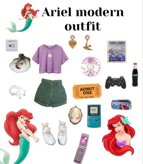 Ariel Casual Outfit, Ariel Disneybound Casual, Ariel Inspo Outfit, Ariel Outfit Ideas Casual, Ariel Aesthetic Outfit, Ariel Modern Outfit, Little Mermaid Disney Outfit, Modern Ariel Outfit, Little Mermaid Outfit For Women