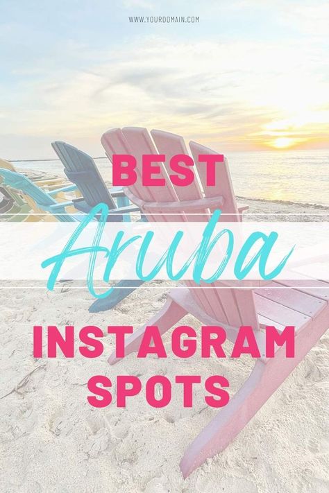 colorful chairs at sunset on a beach with text best aruba instagram spots Aruba Pictures, Aruba Food, Aruba Restaurants, Aruba Honeymoon, Airplane Tips, Things To Do In Aruba, Abc Islands, Aruba Vacation, Aruba Beach