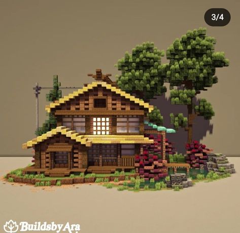 Cool Simple Minecraft Houses, Retro Minecraft House, Japanese Blacksmith Minecraft, Minecraft Japanese Window, Japanese Style Farm Minecraft, Minecraft Square House, Minecraft Ghibli Builds, Japanese Farm Minecraft, Minecraft Onsen