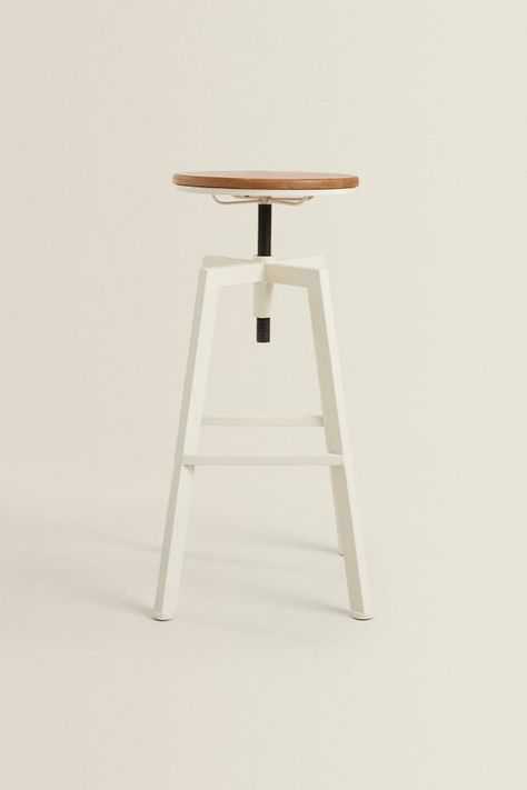 WOODEN AND METAL SWIVEL STOOL - Cream | ZARA United States